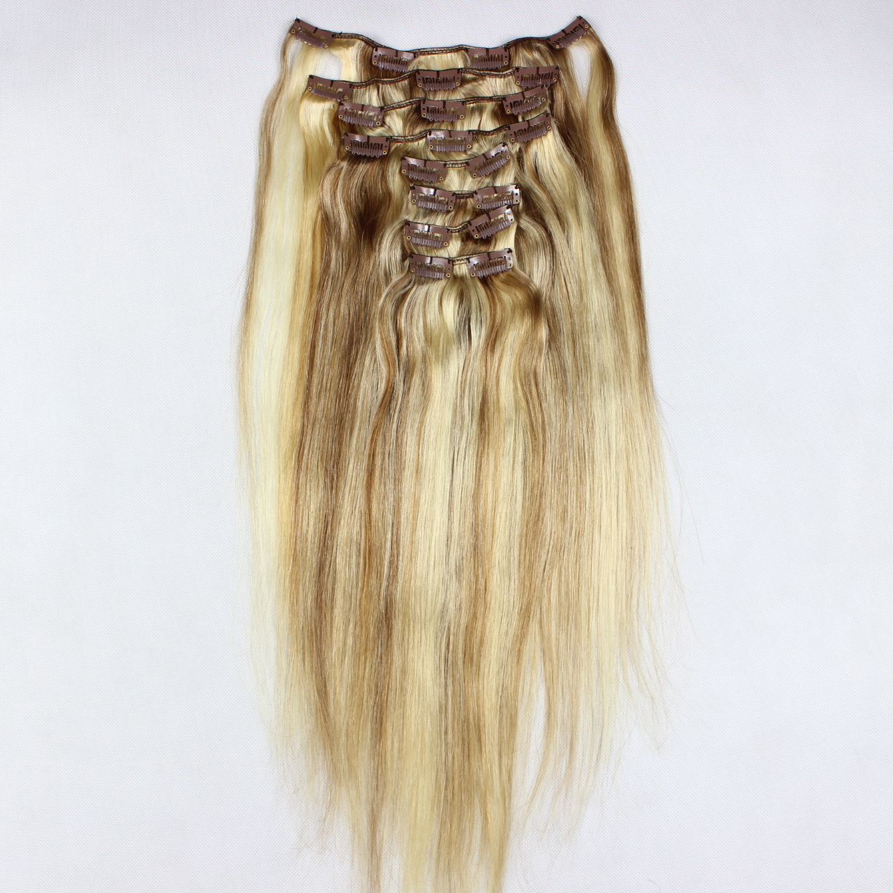 P-color double drawn remy hair clip in hair extensions zj0033